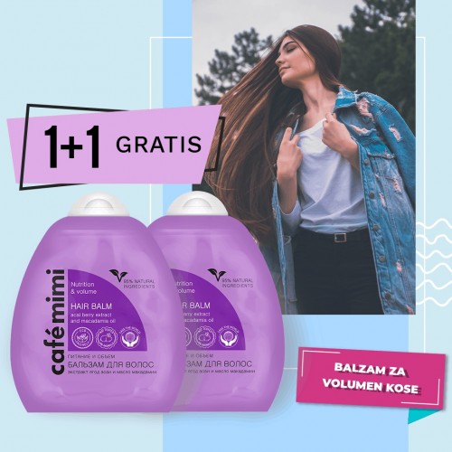 Balzam za negu i volumen kose sa ekstraktom Acai bobica i uljem makadamije Café Mimi 250ml 1+1 GRATIS