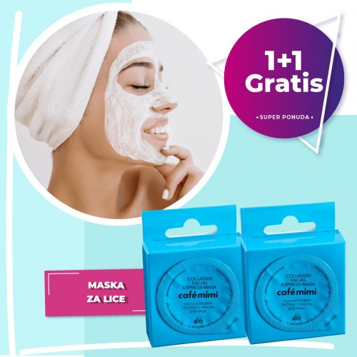 Gel maska za lice CAFÉ MIMI (ekspres, kolagen) 15ml 1+1 GRATIS